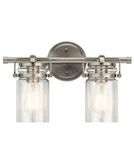 Kichler 45688NI Brinley 2-LIGHT Vanity Light, Brushed Nickel, Clear Glass. Fixed Price $93.99.