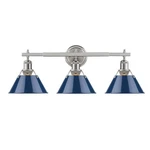 Golden Lighting Orwell 3-LIGHT Bath Vanity Pewter Navy Shades 3306-BA3PW-NVY. Fixed Price $299.99.