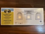 New Hampton Bay 3-LIGHT Brushed Nickel Vanity Wall Fixture HD1000037493. Fixed Price $39.99.