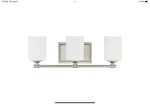 Hampton Bay Darlington 20" Brushed Nickel Vanity Light Frosted Opal Glass. Fixed Price $54.99.