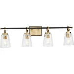 Progress Lighting Cassell 33.87 In. 4LIGHT Vintage Brass And Matte Black Vanity. Fixed Price $109.50.