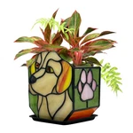 Entlityful Stained Glass Dog Planter, Indoor, Succulent/cactus Pot W/ Drainage. Fixed Price $46.48.