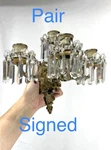 Baccarat Pair Antique Vtg Crystal Wall Sconces Candelabras 4-ARM Candle Holders. Fixed Price $899.98.
