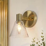 Uolfin Gold Wall Sconce 1-LIGHT Bell Hallway Seeded Glass. Fixed Price $58.69.