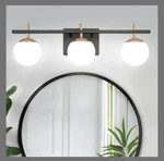 Zsmihdoh 3 Light Modern Vanity For Bathroom, Black And Gold. Fixed Price $35.00.