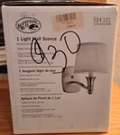 Hampton Bay 1 Light Wall Sconce Brushed Nickel White Shade 6.5INX8.75INX9.87IN. Fixed Price $7.50.