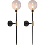Kco 1-LIGHT Wall Sconce Gold/black Globe Glass Long Arm (2-PACK). Fixed Price $100.03.
