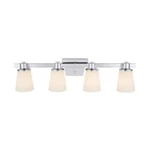 Hdc 4-LIGHT Chrome Bath Vanity With Bell Shaped Etched White Glass. Fixed Price $85.90.