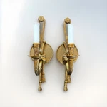 Vtg Neo-classical Wall Sconce Pair French Gold Rope Tassel- Metropolitan. Fixed Price $259.99.