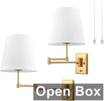 Hydelite T3072BU-J-C-2 Set, Gold Swing Arm Wall Lamp With Linen Shade. Fixed Price $84.06.