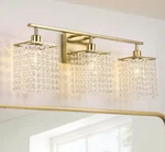 Rennnsan Aaliyah Contemporary 24 In. W Glam Gold 3-LIGHT Square Crystal Vanity. Fixed Price $19.95.