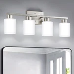 Brushed Nickel Bathroom Fixtures, 4-LIGHT Modern Vanity Over Mirr.... Fixed Price $110.92.