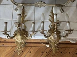 Vintage Hollywood Regency / Rococo Wall Sconce Pair 3 Arm Candle Light Fixtures. Fixed Price $285.00.