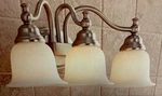 Portfolio Brandy Chase 3-LIGHT Vanity Bar Brushed Nickel Frosted Glass Shades. Fixed Price $35.95.