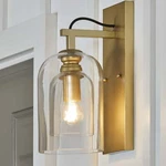 13" Classic Golden Wall Sconce Light, With Double Clear Glass Shade. Fixed Price $50.36.