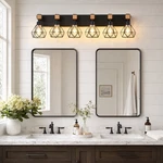 38 Inch Led Black Metal Shade Vanity 6 Light Bathroom Mirror Wall Sconce Fixture. Fixed Price $114.99.