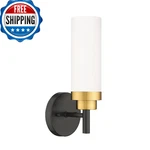 Emak Modern Wall Sconce, Black/gold Bathroom Light Fixture With Milk Glass. Fixed Price $49.47.