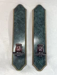 Home Interiors Homco Hunter Green Wood Wall Sconce Shelf 15" Vintage Set 2. Fixed Price $19.99.