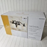 New Portfolio Dimmable Vanity Light Bar Oil-rubbed Bronze Frosted Glass Shades. Fixed Price $48.44.
