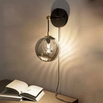 Dimmable Wall Sconce Glass Globe Shade Bedside Nightstand Plug-in Led Lamp. Fixed Price $47.99.