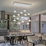 Glass Chandelier Led Modern Silver Pendant Light Globe Ceiling H157. Fixed Price $1083.99.