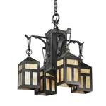 Antique Cast Iron Arts & Crafts Chandelier With Slag Glass, NC5387. Fixed Price $2895.00.