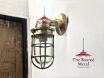 Brass Outdoor Wall Light Antique Finish Nautical Caged Bulkhead Sconce. Fixed Price $147.54.