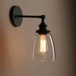 Pathson Vintage Wall Sconce With Clear Glass, Hardwired Matte Black. Fixed Price $72.99.
