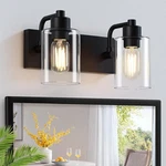 Dpyrrhic Matte Black 2-LIGHT Bathroom Vanity Over Mirror Clear Glass. Fixed Price $62.73.