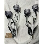 Gallery Of Light Floral Wall Sconce Set Black Metal Purple Glass Cups. Fixed Price $40.00.