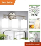 Elegant 3-LIGHT Wall Lamp With Frosted Glass Shades & Brushed Nickel Finish. Fixed Price $66.38.