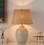 Better Homes & Gardens Cream Ceramic Table Lamp With Rattan Shade, 18 Inches. Fixed Price $82.99.