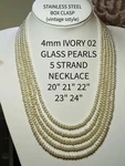 4MM 5 Strand Glass Pearl Necklace Choice Colours Stainless Steel Box Clasp. Fixed Price $24.77.