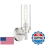 Emak Brushed Nickel Modern Bathroom Wall Sconce Light Fixture Clear Glass. Fixed Price $87.28.