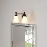 Hampton Bay Crawley 2-LIGHT Oil-rubbed Bronze Vanity W/white Glass Shades. Fixed Price $37.95.