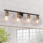 Zevni 30" 4-LIGHT Brass Modern Bathroom Vanity W/globe Seeded Glass Shades. Fixed Price $34.99.