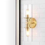 Jonathan Jules 2-LIGHT Brass Gold Vanity Seeded Glass Farmhouse Style. Fixed Price $24.95.