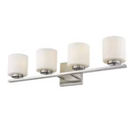 Emliviar 4-LIGHT Bathroom Vanity Fixture, Brushed Nickel Finish Glass. Fixed Price $34.99.