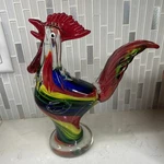 Murano Style Rainbow Color Rooster Glass Sculpture 11.5" 9" 4". Good Condition.. Fixed Price $60.00.