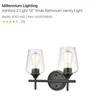 Millennium Lighting 9702-MB Ashford 14"W Bathroom Vanity Modern Black. Fixed Price $30.00.