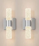 Brushed Nickel Wall Sconces Set Of Two, Crystal Lighting, Led Ba.... Fixed Price $86.00.