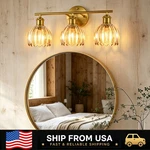 Letry Tulip Glass Shade Amber 3-LIGHTS Vanity Floral Bathroom Wall Sconce. Fixed Price $83.90.
