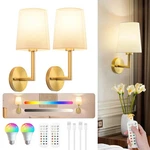 Jkeyes Gold Cordless Wall Sconces Set Of 2, Rechargeable 12-COLOR Rgb Bulb. Fixed Price $60.99.