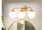 Deyidn 22.5 In. 3-LIGHT Gold Bathroom Vanity With Opal Glass Shades. Fixed Price $43.39.