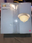 Hampton Bay Flush Mount Fixture Brushed Nickel Finish Frosted Swirl Glass Dome. Fixed Price $19.99.