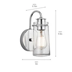 Kichler 45457 Chrome Clear Seeded Glass Wall Light Fixture. Fixed Price $49.00.