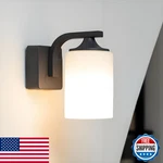 Dandray Modern Outdoor Wall Lamp, Waterproof Aluminum, Milk Glass, E26, Black. Fixed Price $49.56.