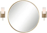 Bath Kit: Possini Euro Ludlow Wall Sconces W/ Uttermost Mayfair Mirror. Fixed Price $499.97.