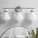 Kaisite 26 In. 3-LIGHT Brushed Nickel Vanity With Milk White Glass Shade. Fixed Price $64.50.