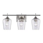 Bel Air Lighting Kieran 3-LIGHT Brushed Nickel Vanity W/clear Glass Shades. Fixed Price $27.99.